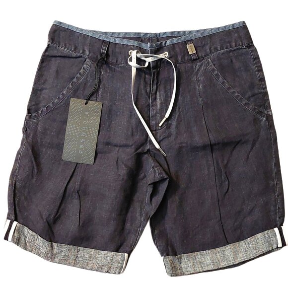 Richmond Cuffed Dark Wash Blue Denim Drawstring Shorts Sz 42 NWT - Picture 1 of 14